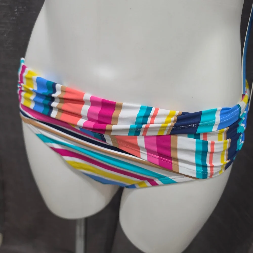 Bleu Rod Beattie Women Multicolor‎ Striped Underwire Bikini Set 36D Size 10 NWT